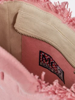 Mini-Kosmetiktasche aus rosafarbenem Baumwollcanvas