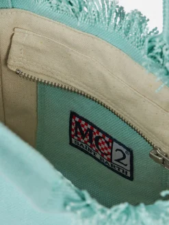 Mini-Kosmetiktasche aus wassergrünem Baumwollcanvas