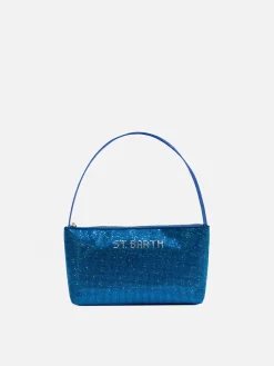 Minitasche mit blauen Strasssteinen