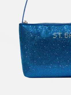 Minitasche mit blauen Strasssteinen