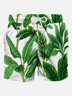Mittellange Badeshorts für Herren Gustavia mit tropischem Print