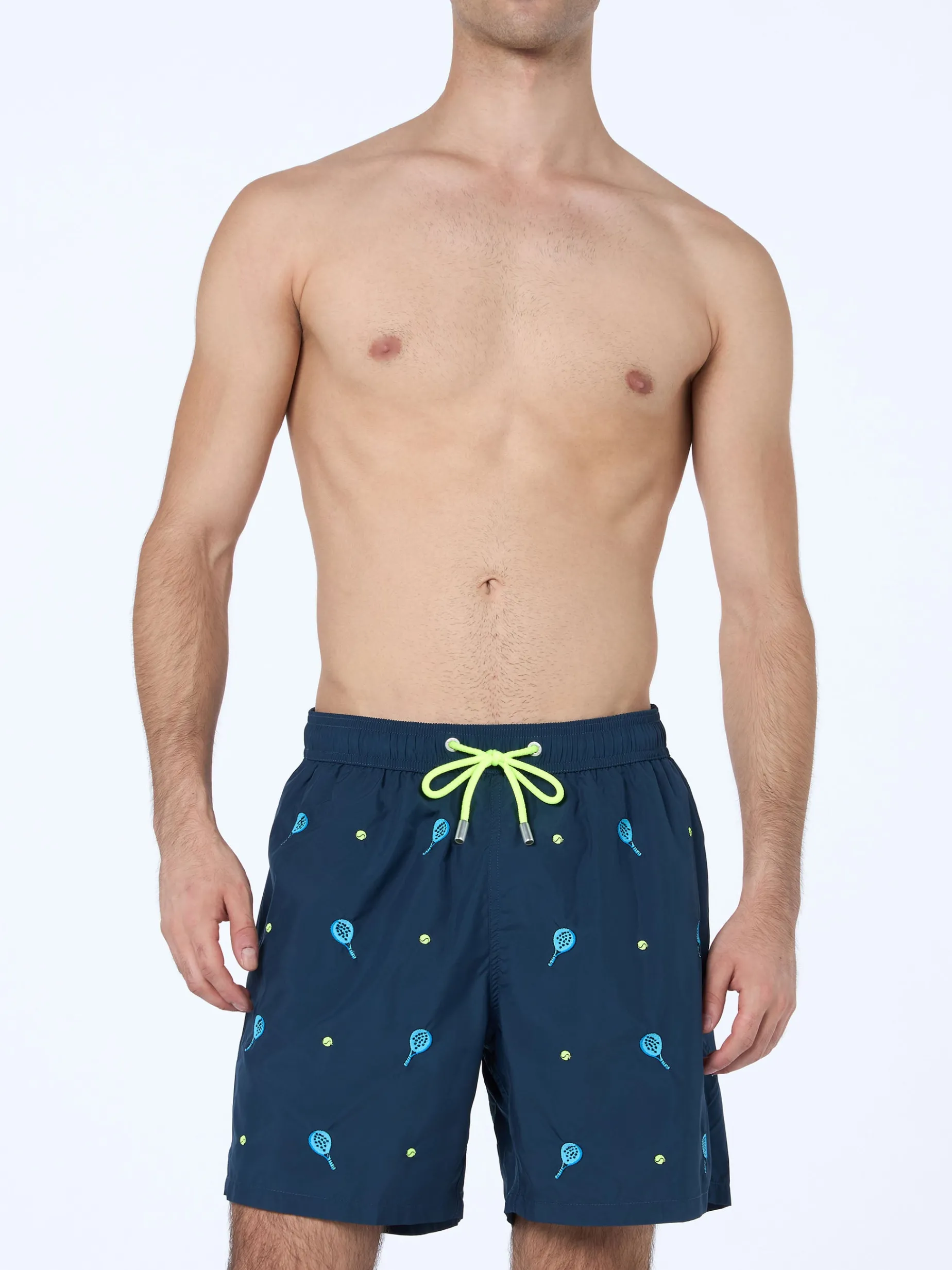 Mittellange Badeshorts für Herren Gustavia mit Padel-Stickerei