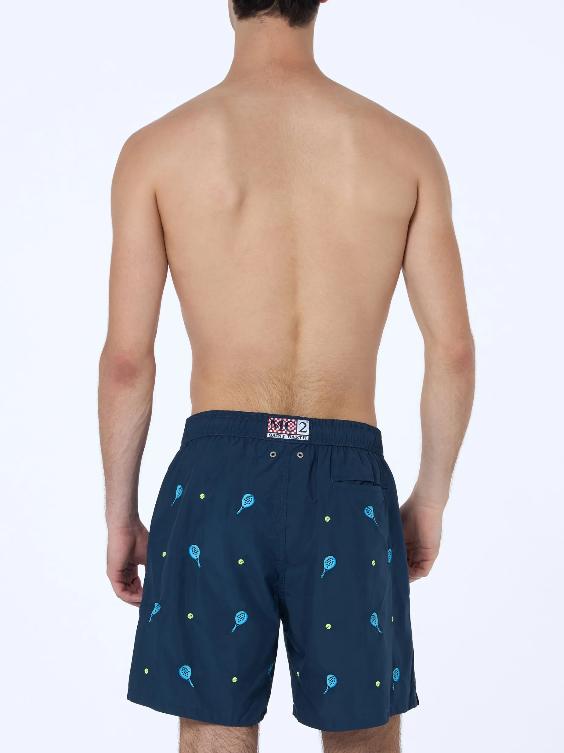 Mittellange Badeshorts für Herren Gustavia mit Padel-Stickerei