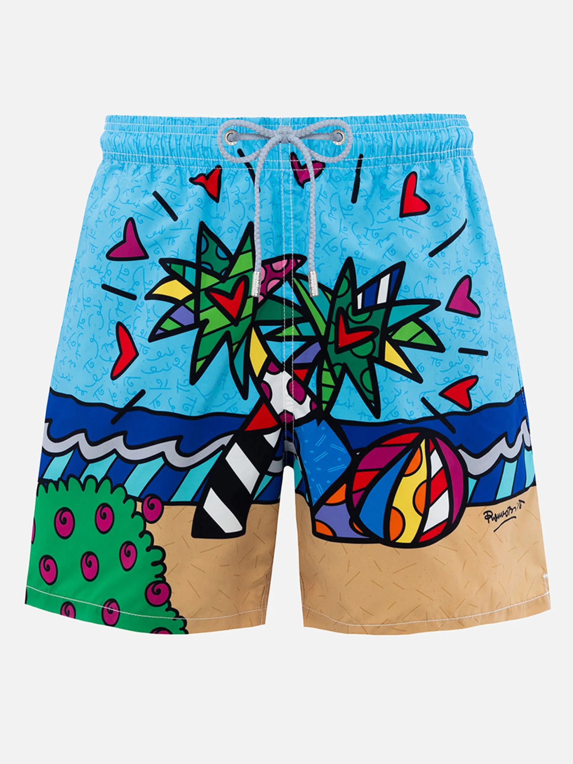 Mittellange Badeshorts Gustavia für Herren mit platziertem Aufdruck von Britto Design | ©BRITTO SPECIAL EDITION