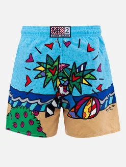 Mittellange Badeshorts Gustavia für Herren mit platziertem Aufdruck von Britto Design | ©BRITTO SPECIAL EDITION