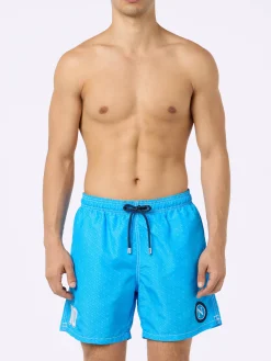 Mittellange Badeshorts Gustavia für Herren mit Napoli-Print | SSC NAPOLI SPECIAL EDITION