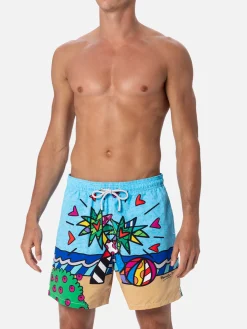Mittellange Badeshorts Gustavia für Herren mit platziertem Aufdruck von Britto Design | ©BRITTO SPECIAL EDITION