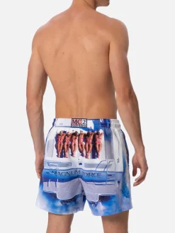 Mittellange Badeshorts Gustavia für Herren mit platziertem Aufdruck | MAGNUM MARINE SPECIAL EDITION