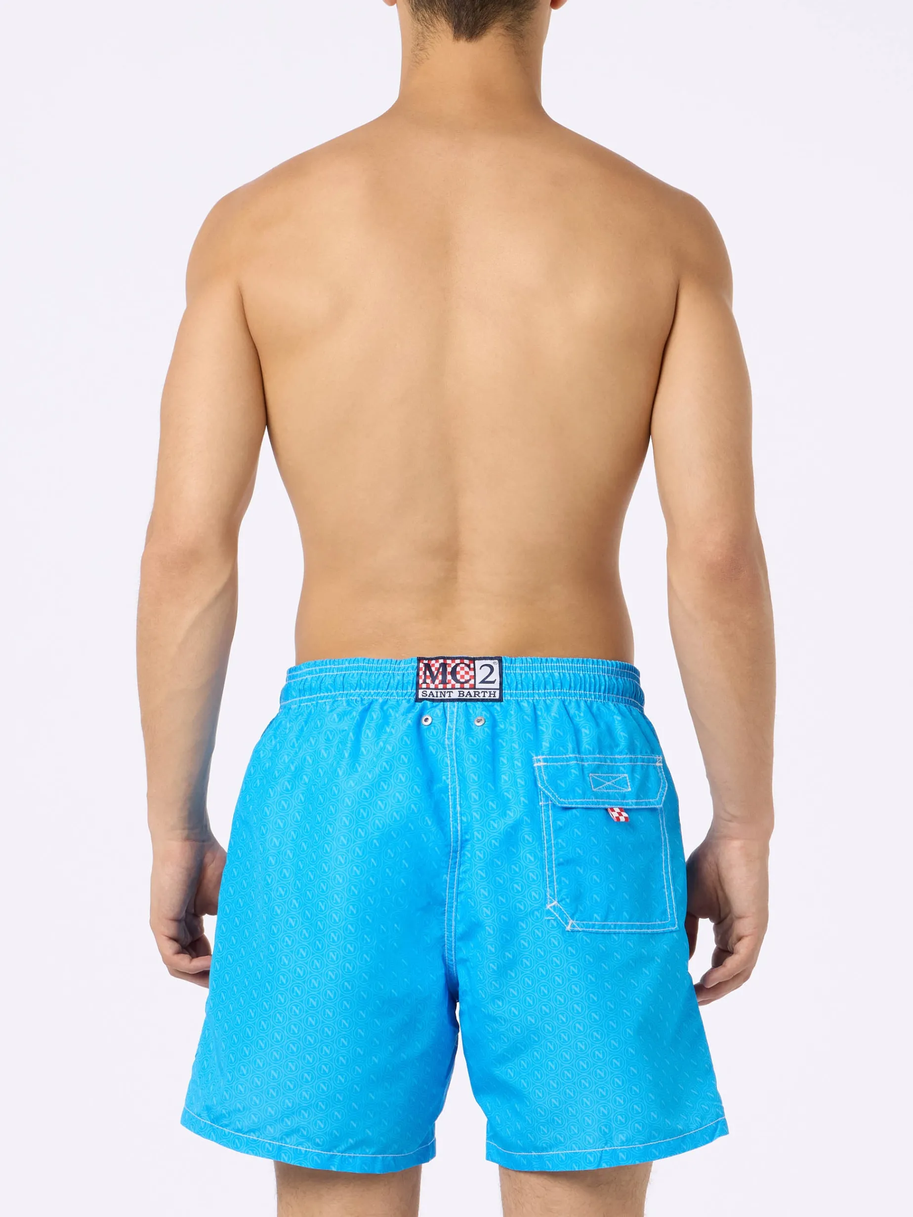 Mittellange Badeshorts Gustavia für Herren mit Napoli-Print | SSC NAPOLI SPECIAL EDITION