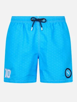 Mittellange Badeshorts Gustavia für Herren mit Napoli-Print | SSC NAPOLI SPECIAL EDITION