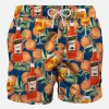 Mittellange Badeshorts mit Spritz-Time-Blaudruck