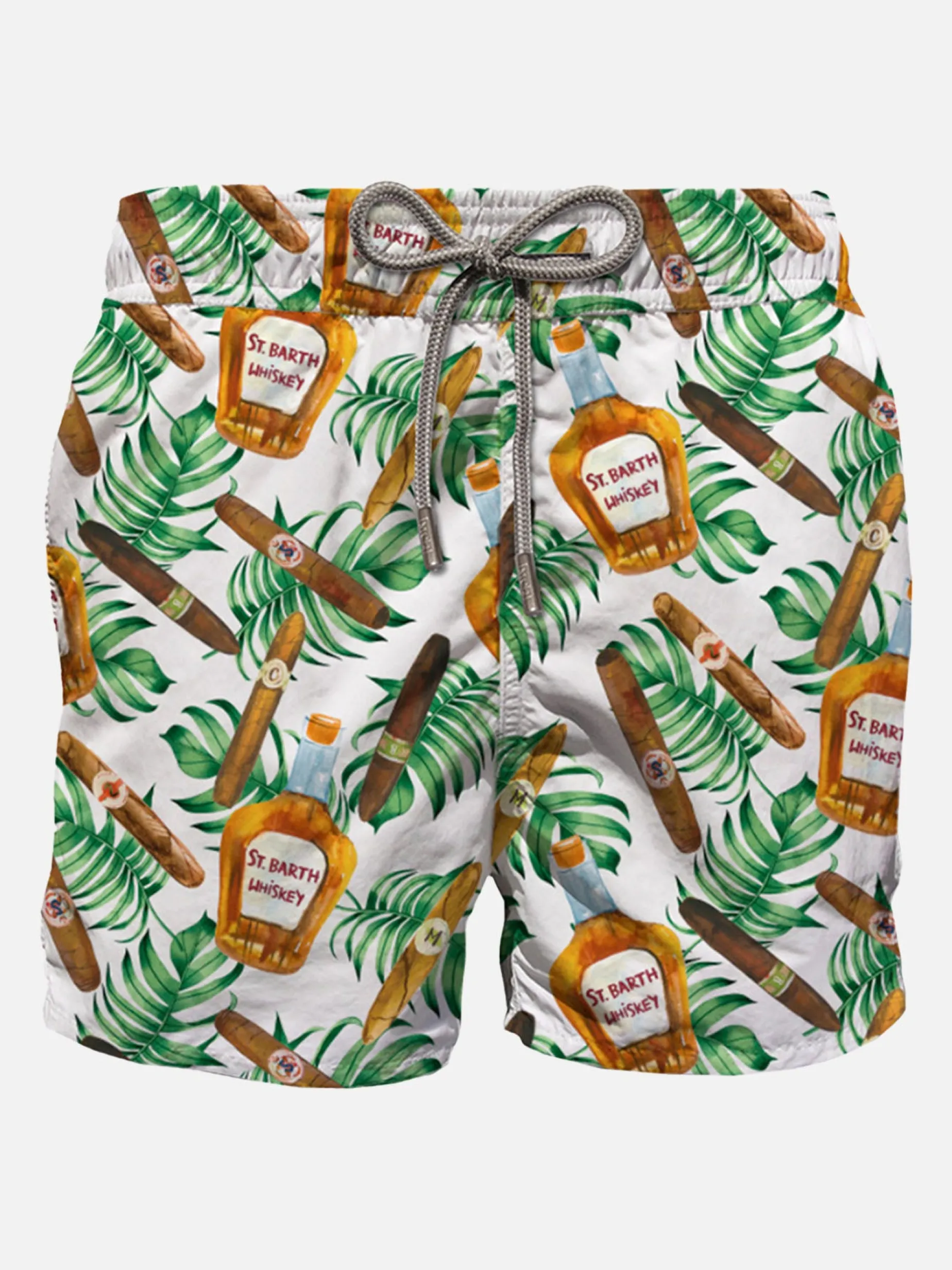 Mittellange Badeshorts mit Zigarren-Print