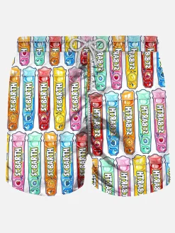 Mittellange Badeshorts mit Eis am Stiel-Print