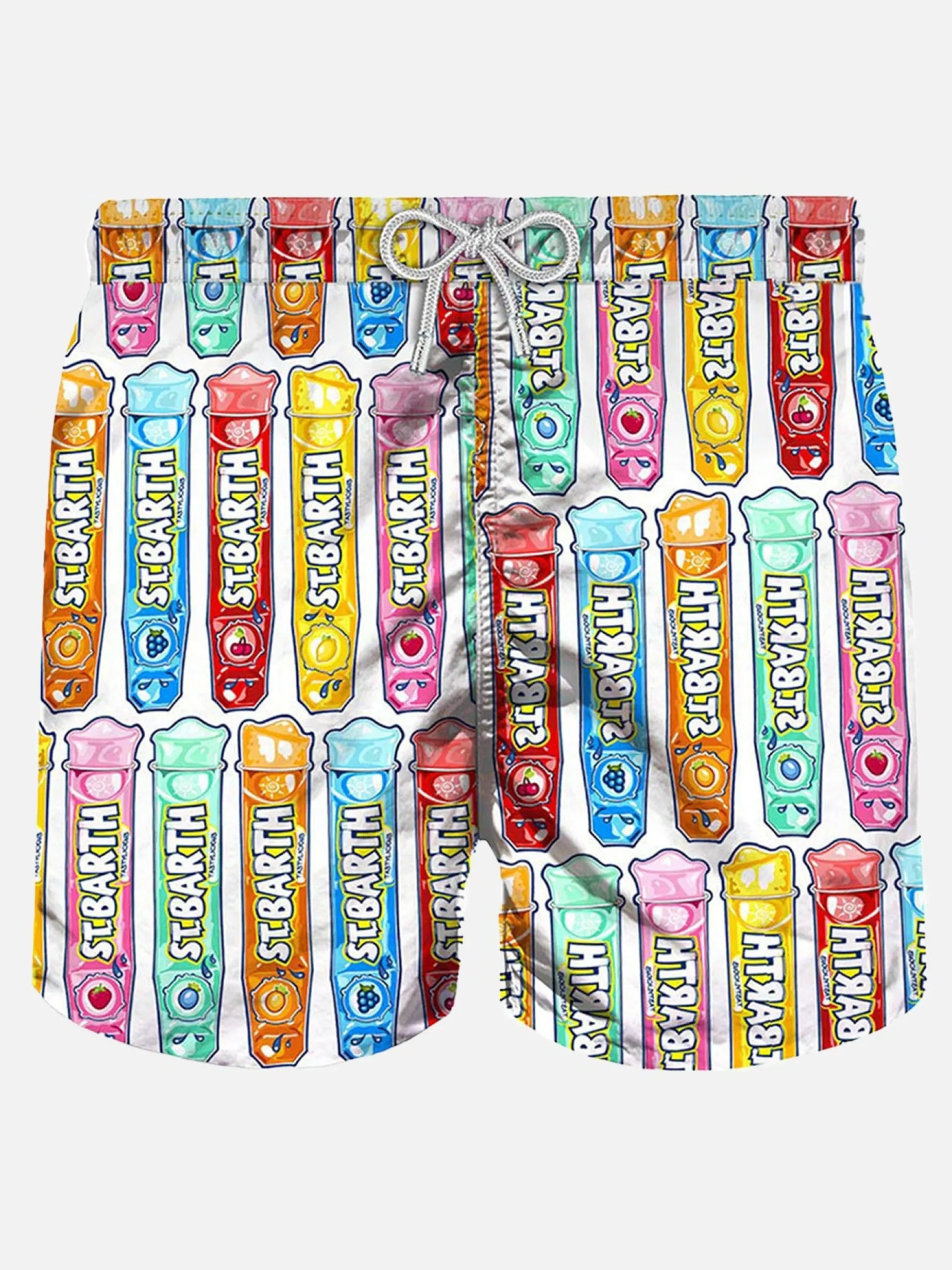 Mittellange Badeshorts mit Eis am Stiel-Print