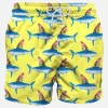 Mittellange Badeshorts mit Hai-Print