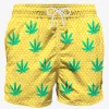 Mittellange Badeshorts mit bestickten Blättern
