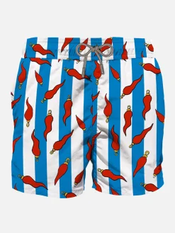 Mittellange Badeshorts mit Glücksbringer-Aufdruck