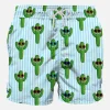 Mittellange Badeshorts mit Kaktus-Print