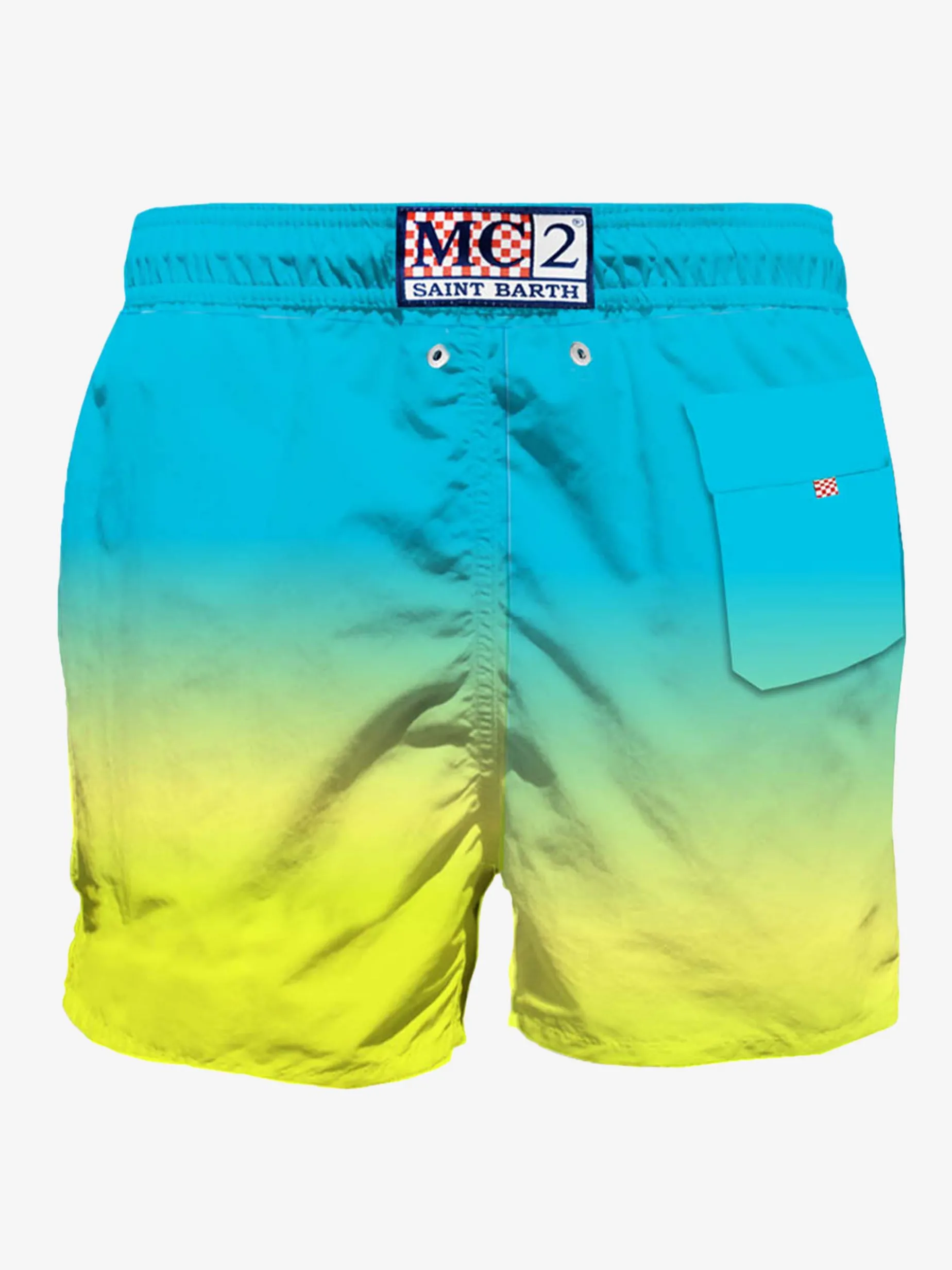 Mittellange Badeshorts mit Batikmuster und Stickerei