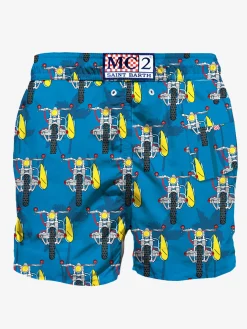 Mittellange Badeshorts mit Surfmotorrad