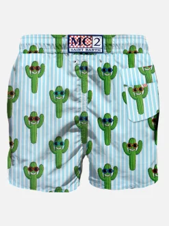 Mittellange Badeshorts mit Kaktus-Print
