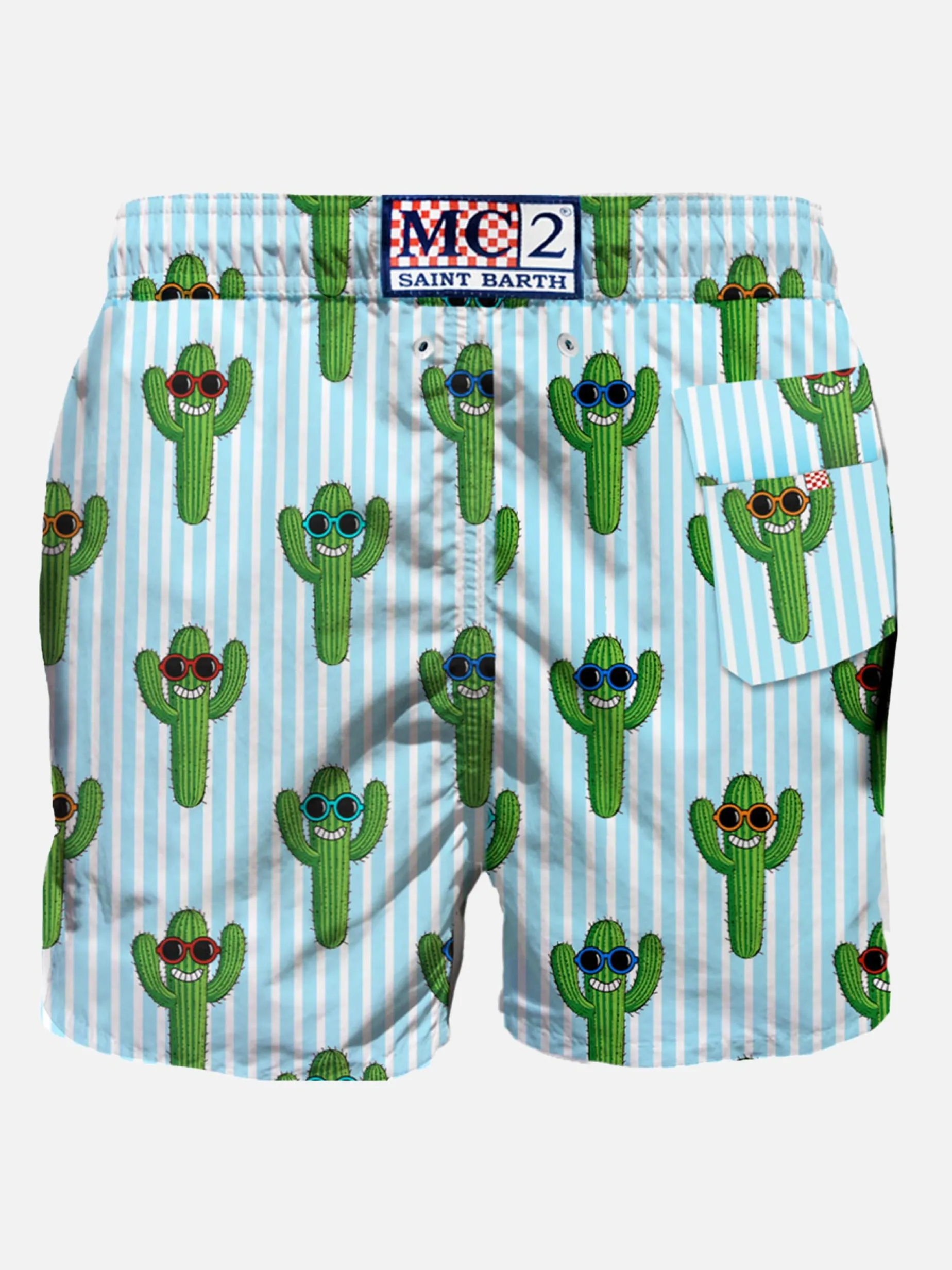 Mittellange Badeshorts mit Kaktus-Print