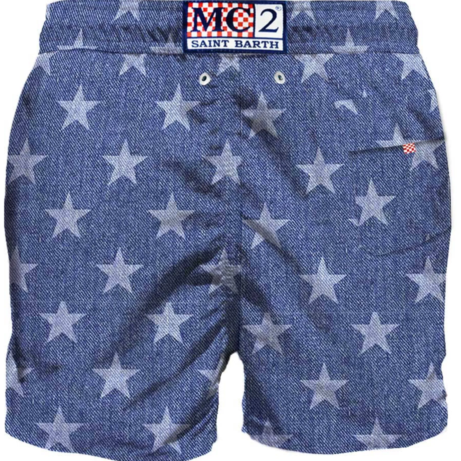 Mittellange Badeshorts mit blauen Sternen