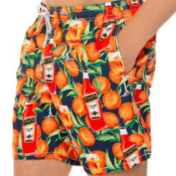 Mittellange Badeshorts mit Spritz-Time-Blaudruck