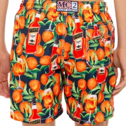 Mittellange Badeshorts mit Spritz-Time-Blaudruck