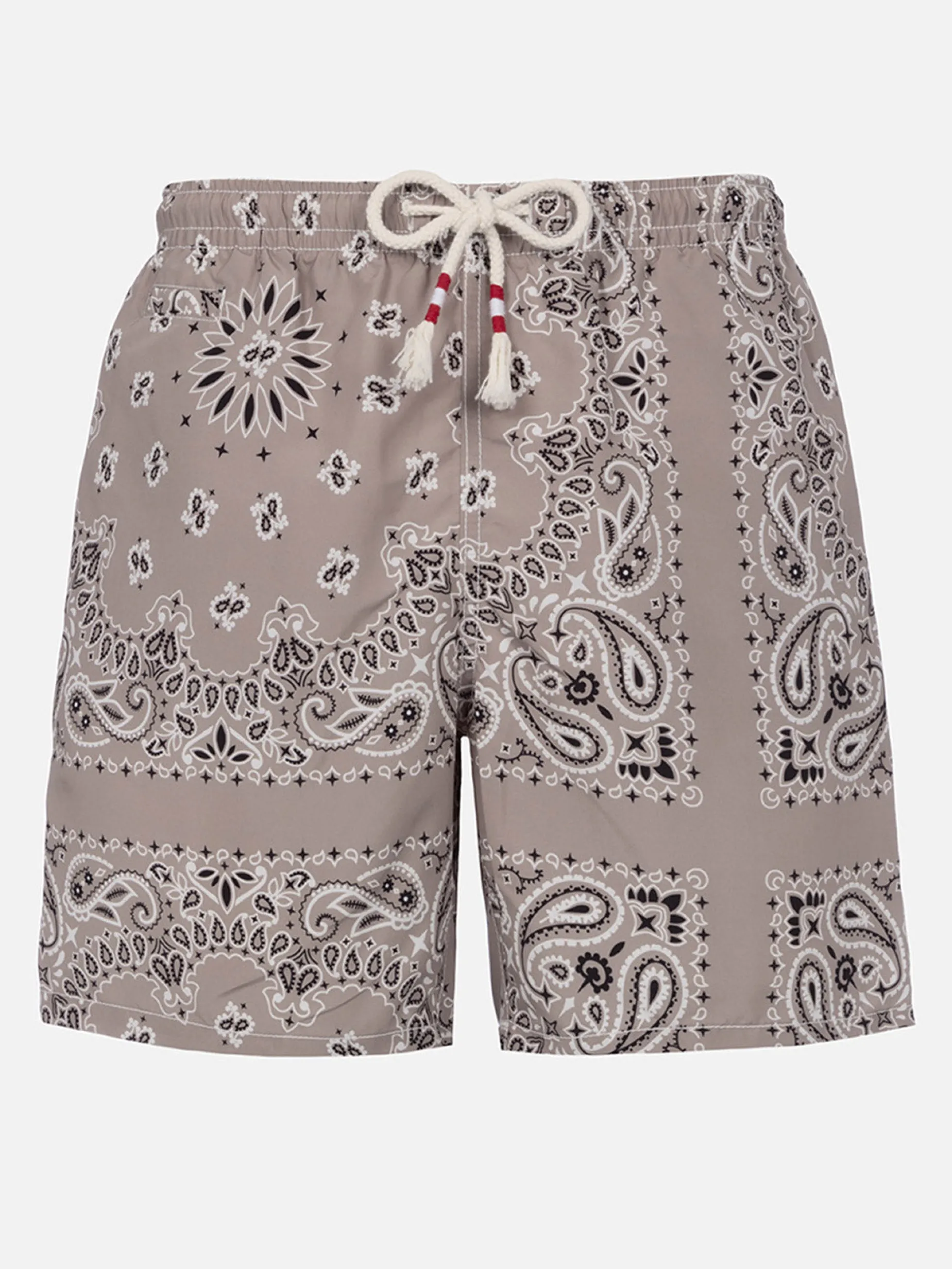 Mittellange beige Bandana-Badeshorts für Herren von Caprese