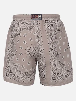 Mittellange beige Bandana-Badeshorts für Herren von Caprese