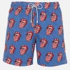 Mittellange gestreifte Gustavia-Badeshorts für Herren mit Rolling-Stones-Aufdruck | ROLLING STONES SONDEREDITION