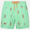 Mittellange gestreifte Gustavia-Badeshorts für Herren mit Aperol Spritz-Stickerei | APEROL SONDEREDITION
