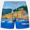 Mittellange Gustavia-Badeshorts für Herren mit platziertem Portofino-Aufdruck