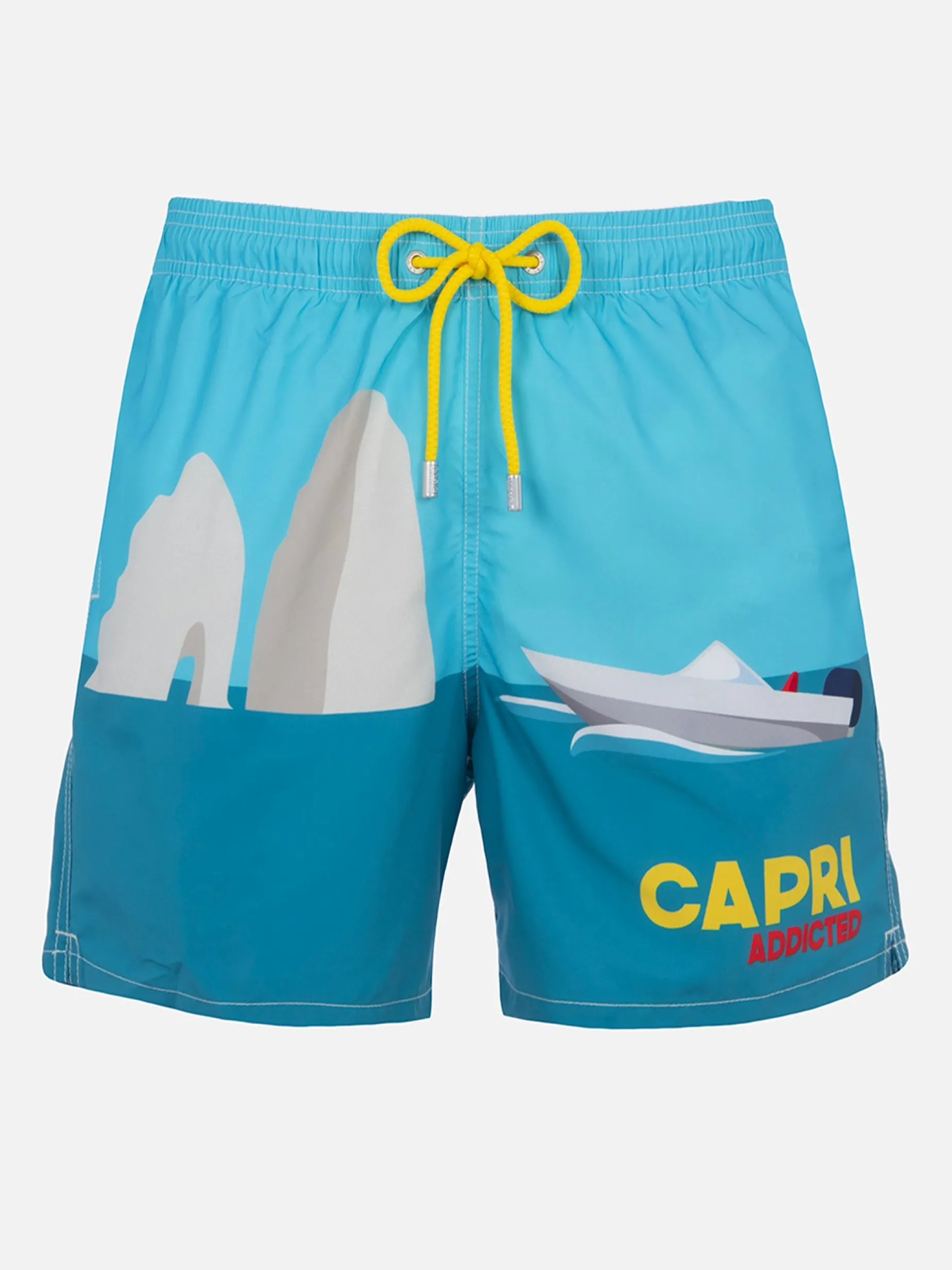 Mittellange Gustavia-Badeshorts für Herren mit Capri-Aufdruck