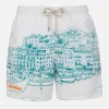 Mittellange Gustavia-Badeshorts für Herren mit platziertem Cannes-Aufdruck