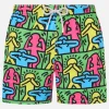 Mittellange Gustavia-Badeshorts für Herren mit platziertem Keith-Haring-Design | KEITH HARING SONDERAUSGABE