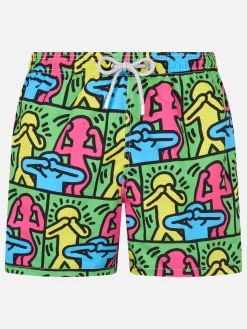 Mittellange Gustavia-Badeshorts für Herren mit platziertem Keith-Haring-Design | KEITH HARING SONDERAUSGABE