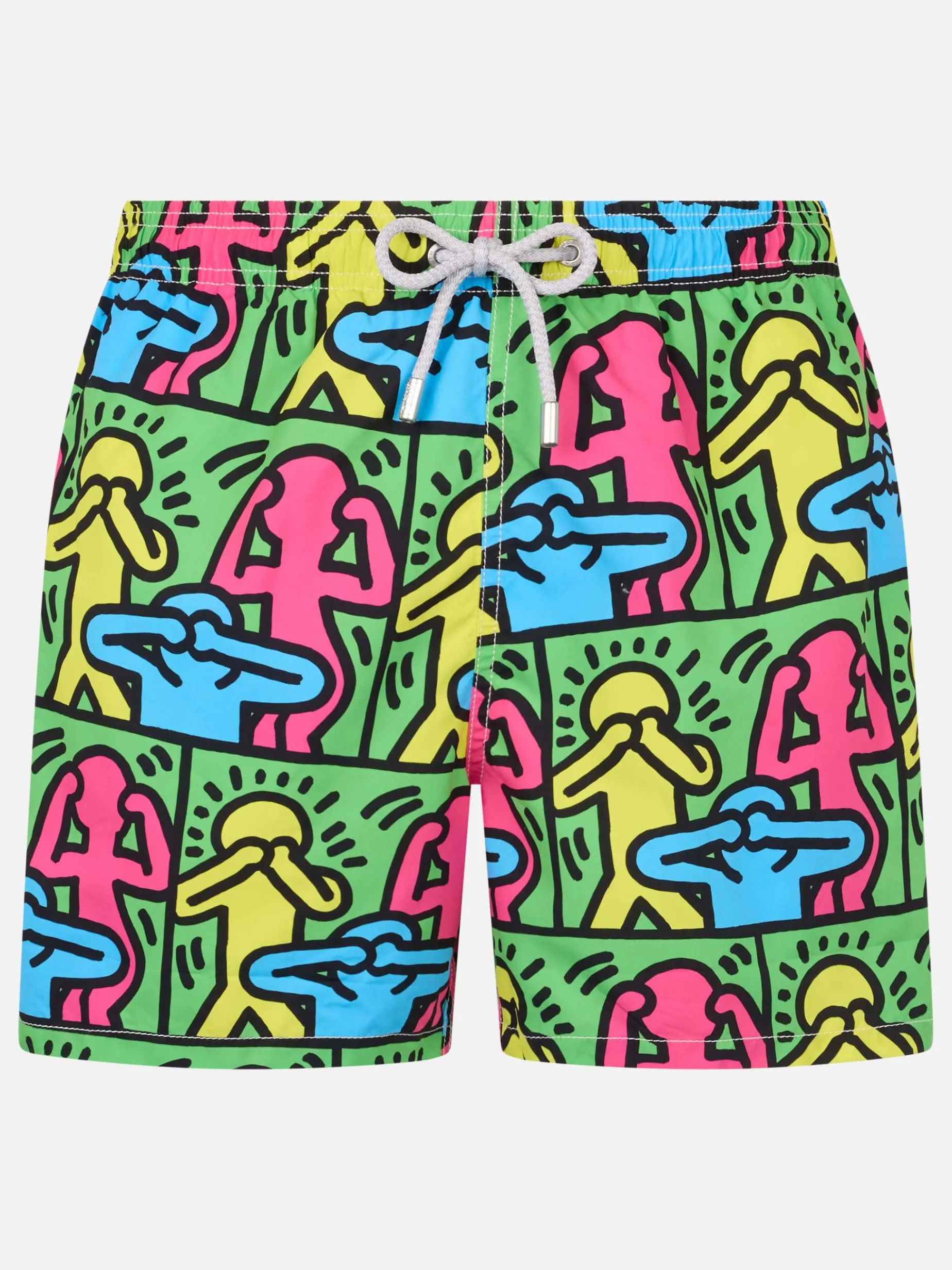 Mittellange Gustavia-Badeshorts für Herren mit platziertem Keith-Haring-Design | KEITH HARING SONDERAUSGABE