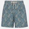 Mittellange Gustavia-Badeshorts für Herren mit Kaschmir-Print
