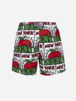 Mittellange Gustavia-Badeshorts für Herren mit platziertem Keith-Haring-Design | KEITH HARING SONDERAUSGABE