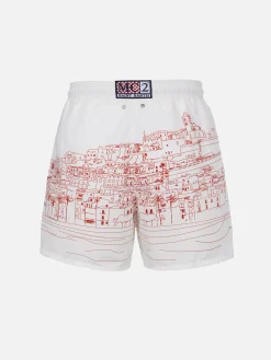 Mittellange Gustavia-Badeshorts für Herren mit platziertem „Ibiza“-Aufdruck