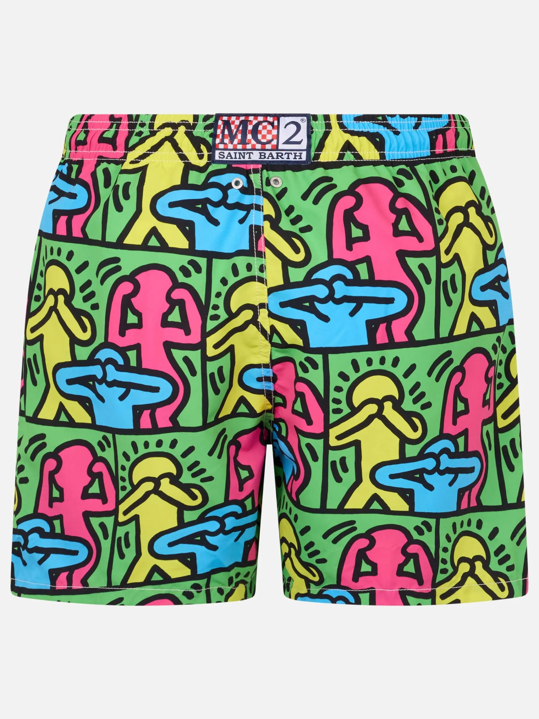 Mittellange Gustavia-Badeshorts für Herren mit platziertem Keith-Haring-Design | KEITH HARING SONDERAUSGABE
