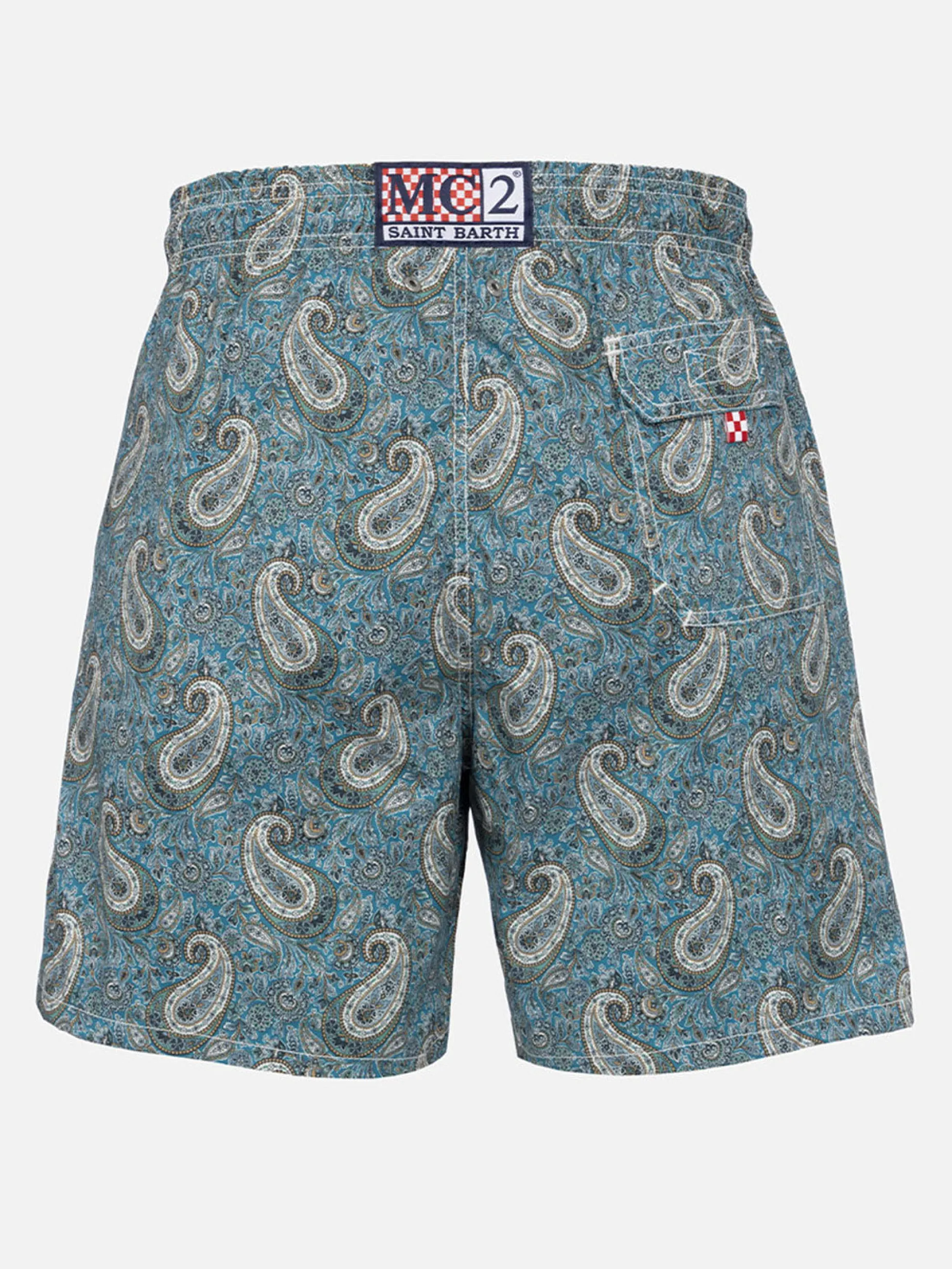 Mittellange Gustavia-Badeshorts für Herren mit Kaschmir-Print