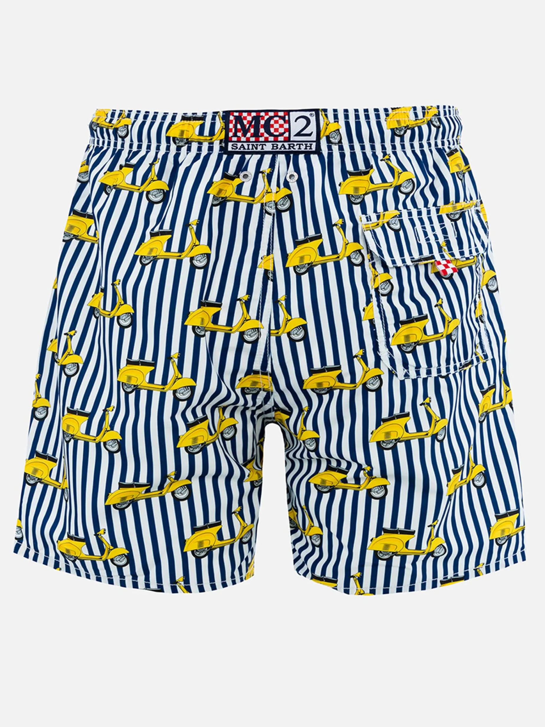 Mittellange Gustavia-Badeshorts für Herren mit Vespa-Aufdruck | VESPA-SONDEREDITION