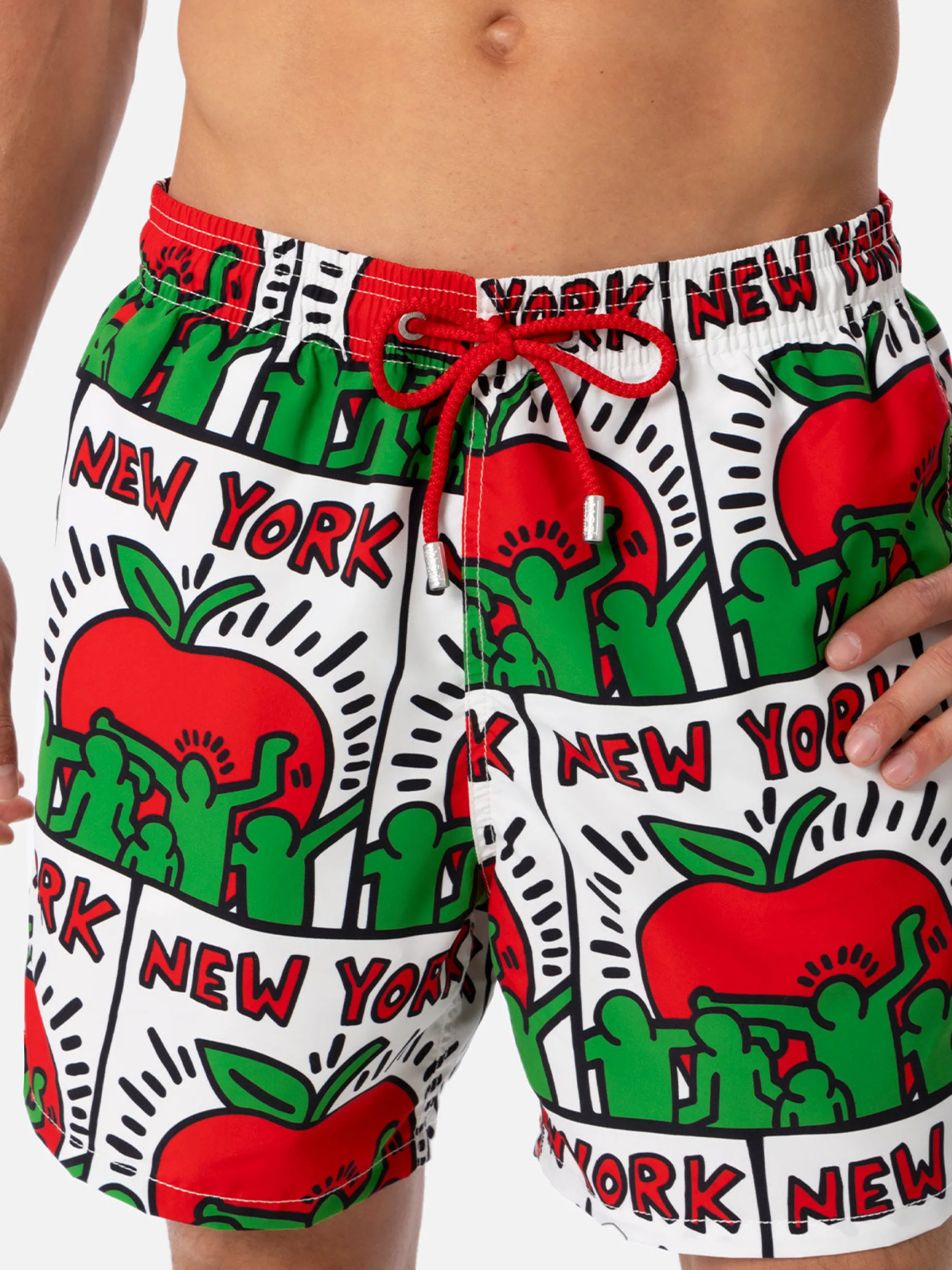 Mittellange Gustavia-Badeshorts für Herren mit platziertem Keith-Haring-Design | KEITH HARING SONDERAUSGABE