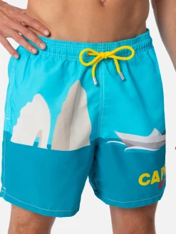 Mittellange Gustavia-Badeshorts für Herren mit Capri-Aufdruck
