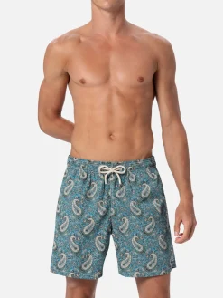 Mittellange Gustavia-Badeshorts für Herren mit Kaschmir-Print