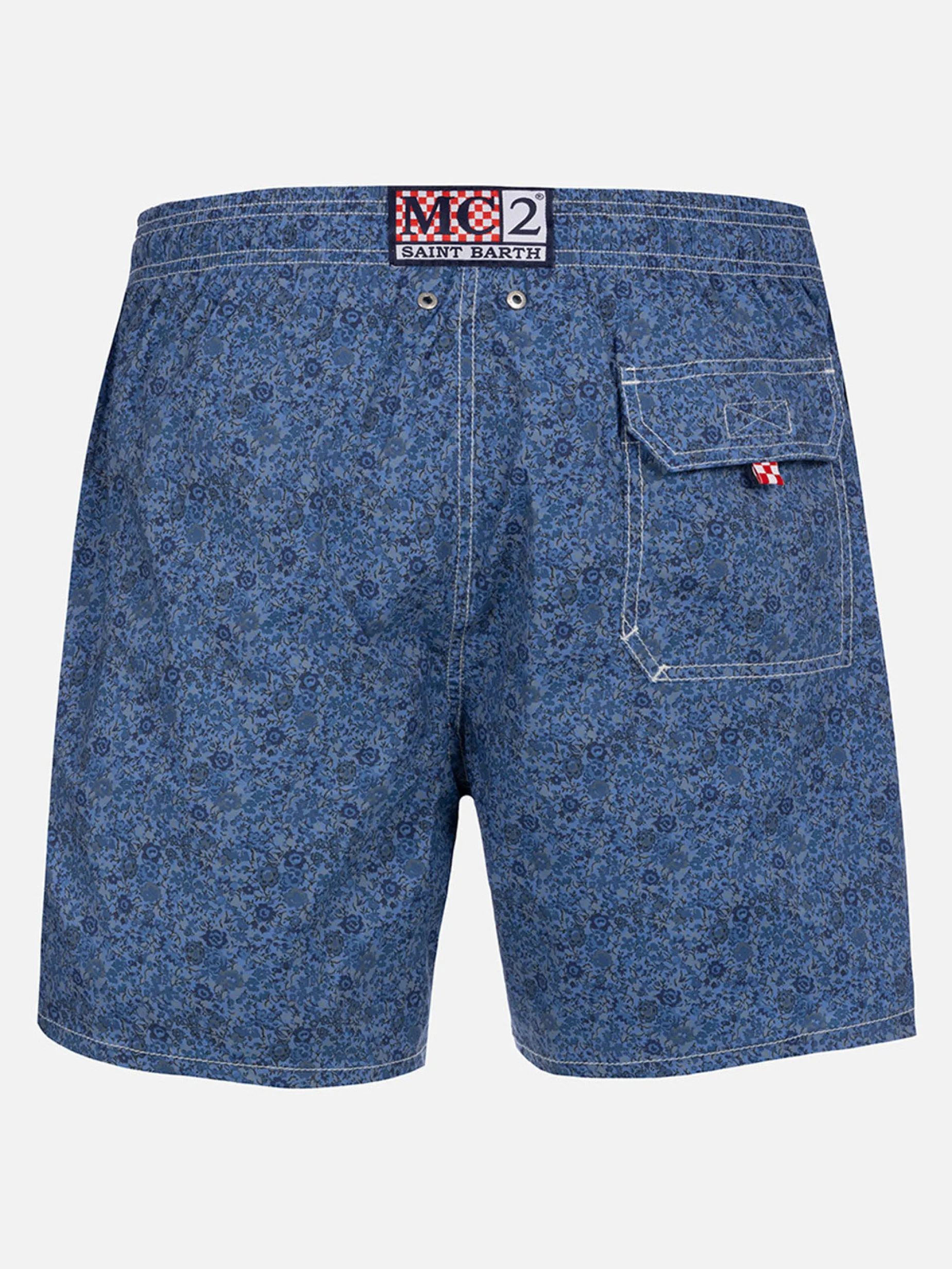 Mittellange Gustavia-Badeshorts für Herren mit Emma & Georgina-Aufdruck | HERGESTELLT AUS LIBERTY-STOFF