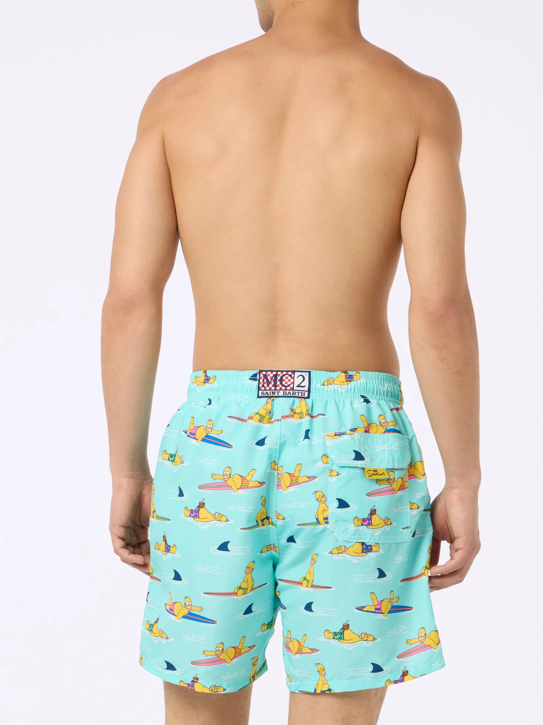 Mittellange Gustavia-Badeshorts für Herren mit Homer-Simpson-Aufdruck | DIE SIMPSONS-SONDERAUSGABE